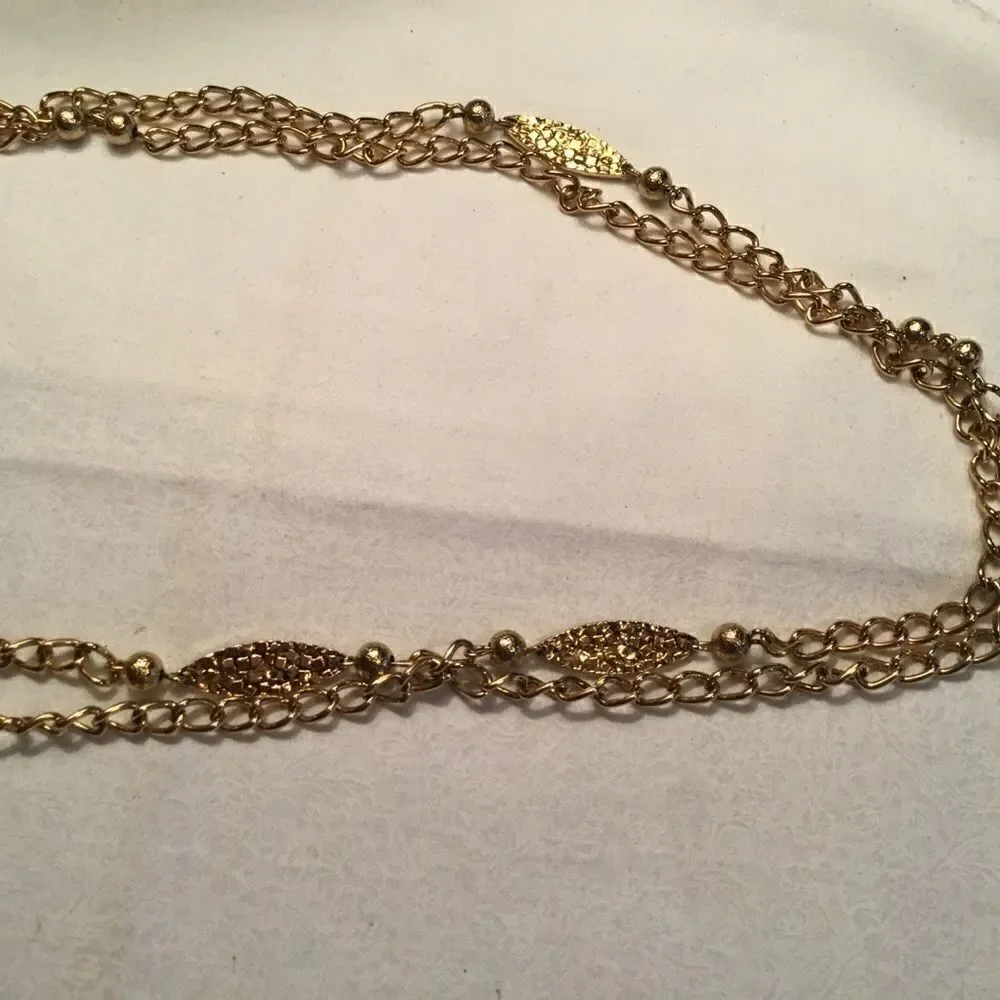 $12 ea or 3/$25 Goldtone Plaque and Bead Long Neck